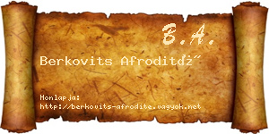 Berkovits Afrodité névjegykártya